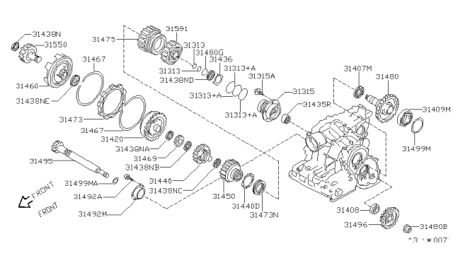 2001 Nissan Quest Gear Assembly Sun Diagram for 31460-80X03