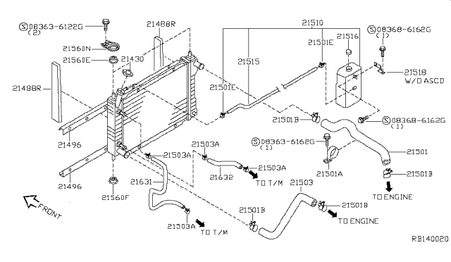 1999 Nissan Quest Hose-Reserve Tank Diagram for 21741-7B000