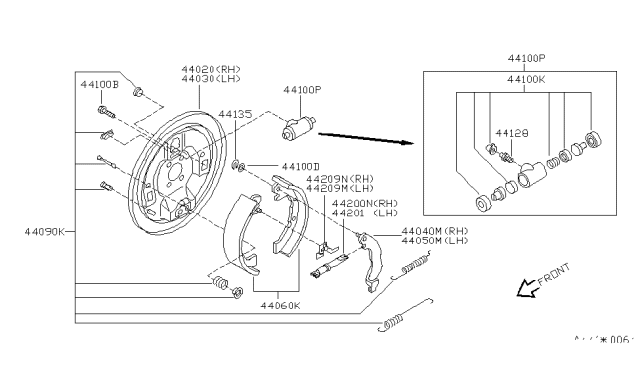 2002 Nissan Quest Cylinder Assy-Rear Wheel Diagram for 44100-7B000