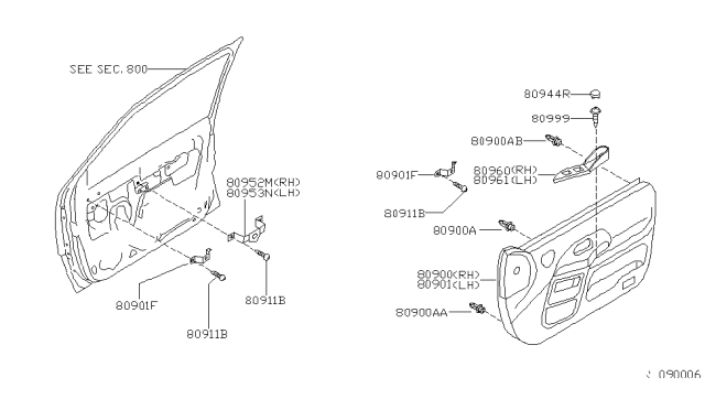 2000 Nissan Quest Front Door Trimming Diagram