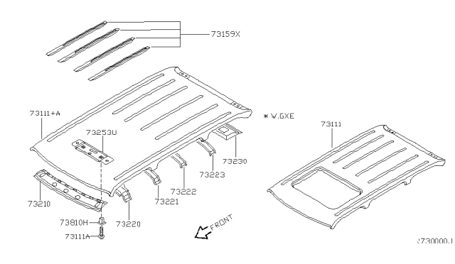 2003 Nissan Quest Bow Roof No 2 Diagram for 73250-2Z031