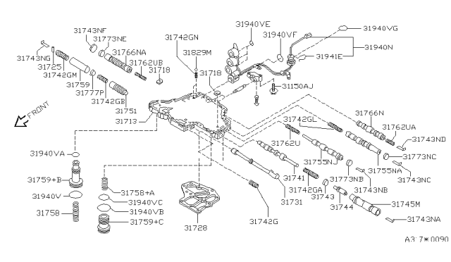 2003 Nissan Quest Spring-Valve Diagram for 31742-80L12