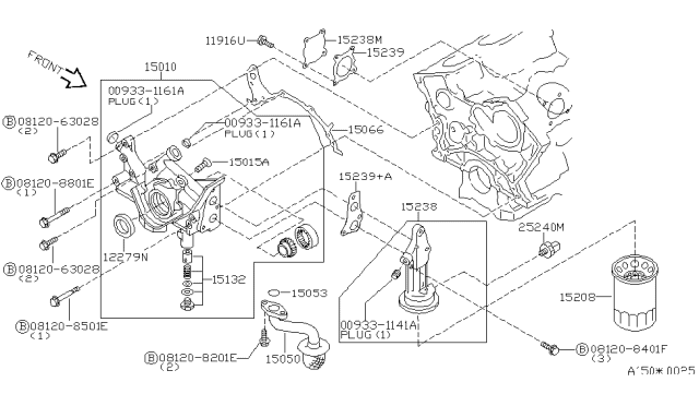 2001 Nissan Quest AER-T7 Oil Pump Screw Diagram for 15039-0B000