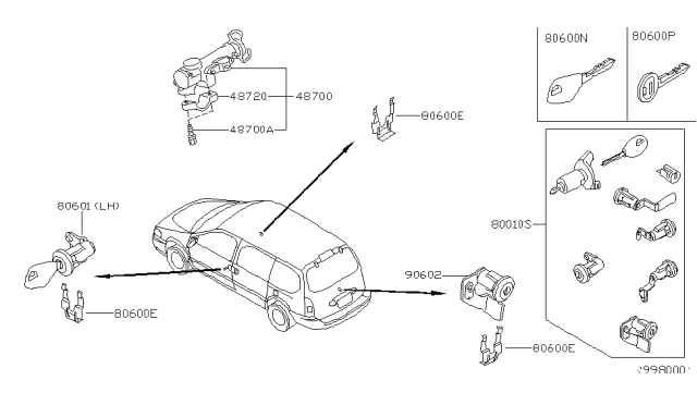 2000 Nissan Quest Key Set & Blank Key Diagram 2