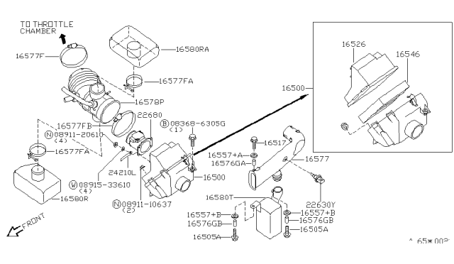 2000 Nissan Quest Mounting Rubber Diagram for 16557-7B000