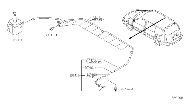 2001 Nissan Quest Grommet Diagram for 28982-7B002