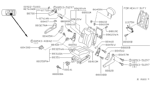 2000 Nissan Quest Cushion Assy-2ND Seat,LH Diagram for 88350-7B122