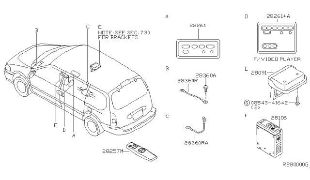 2002 Nissan Quest Controller Assy-Audio Diagram for 28260-7B100