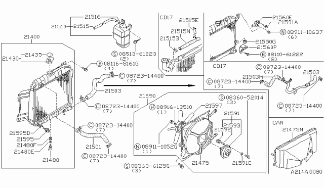 1984 Nissan Sentra Radiator,Shroud & Inverter Cooling Diagram 2