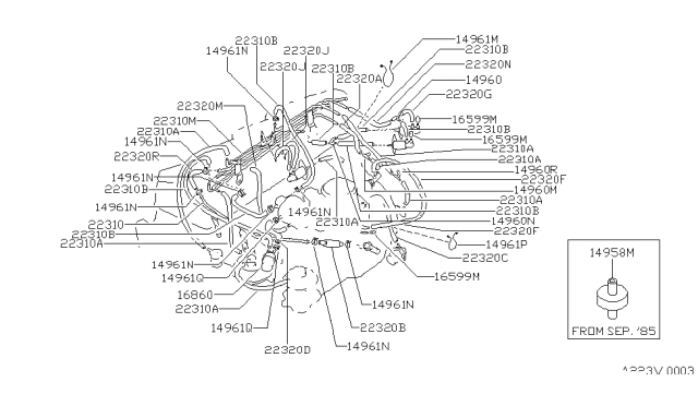 1984 Nissan Sentra Tube Vacuum Diagram for 02141-305G0