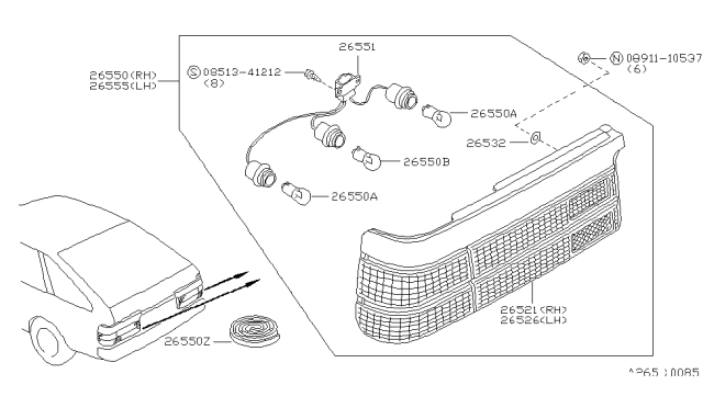 1986 Nissan Sentra Rear Combination Lamp Diagram 1