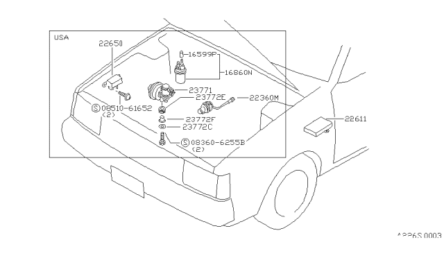 1985 Nissan Sentra Valve Assy-Vacuum Diagram for 23771-33M14