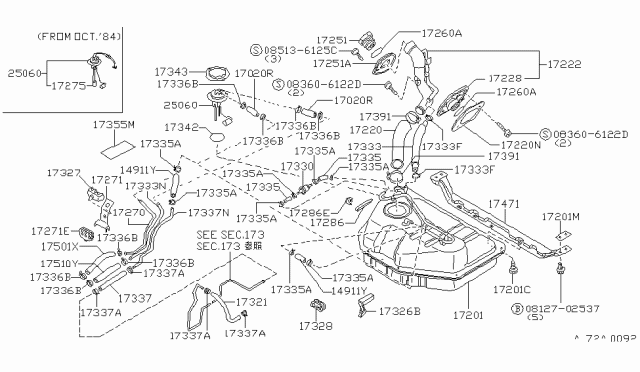 1984 Nissan Sentra Hose Breath Diagram for 17226-01A00