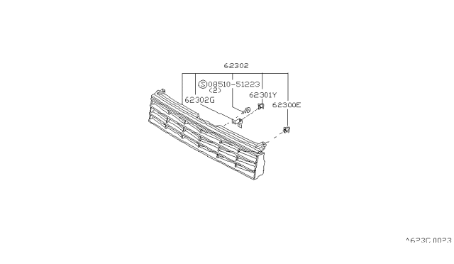 1986 Nissan Sentra Panel-Front Grille Diagram for 62318-40A20