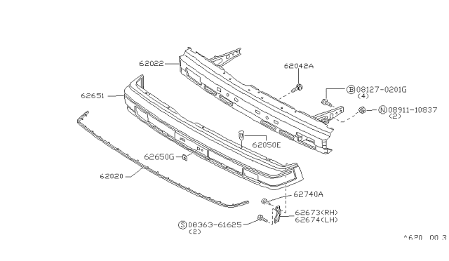 1982 Nissan Sentra Front Bumper Diagram 1