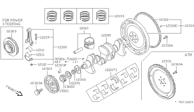 1983 Nissan Sentra Piston,Crankshaft & Flywheel Diagram 2