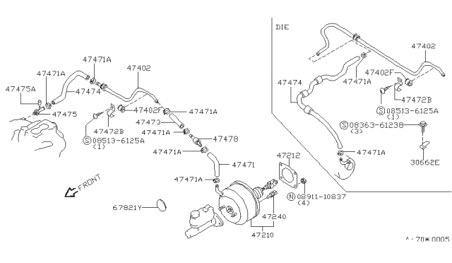 1984 Nissan Sentra Brake Servo & Servo Control Diagram