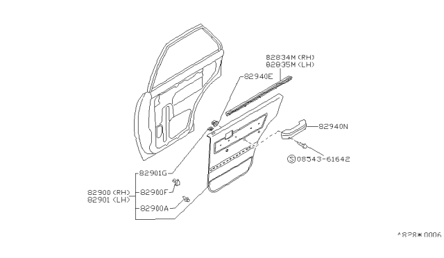 1986 Nissan Sentra Rear Door Trimming Diagram