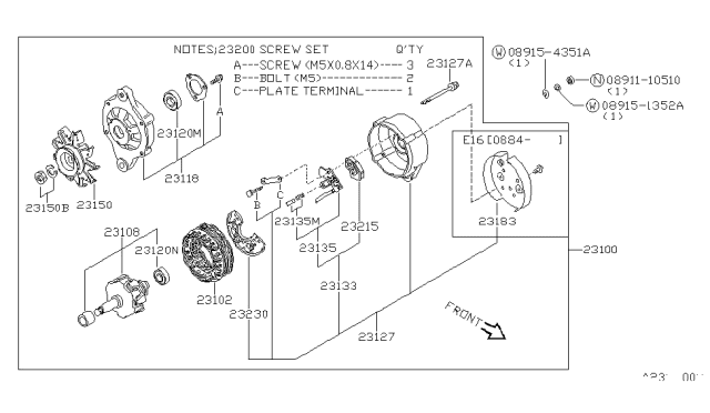 1984 Nissan Sentra Brush-Assembly F Diagram for 23142-20W00