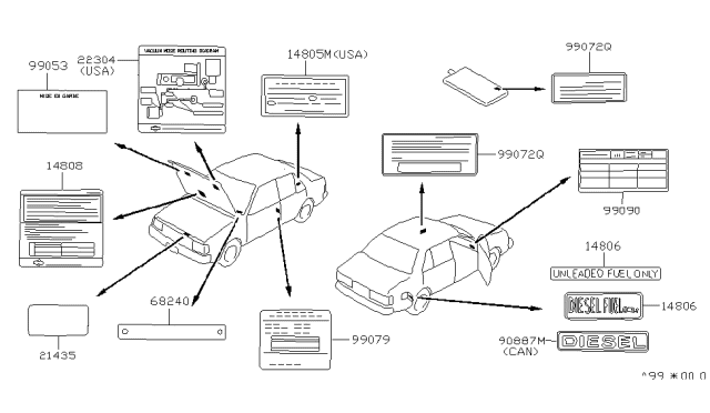 1986 Nissan Sentra LABL DIESL Fuel Diagram for 14806-W1700