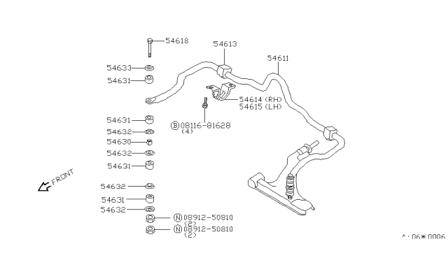 1984 Nissan Sentra BUSHING STABILIZER Diagram for 54613-03A00