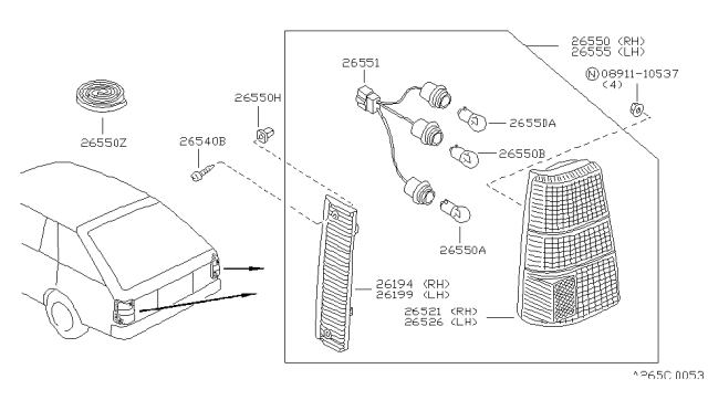 1982 Nissan Sentra Rear Combination Lamp Diagram 3