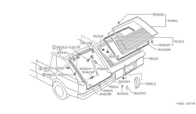 1985 Nissan Sentra Clip-Trim Diagram for 90353-21A00