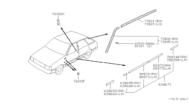 1982 Nissan Sentra Body Side Fitting Diagram 3