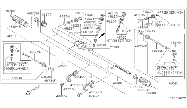 1983 Nissan Sentra Housing Steering Diagram for 48011-04A00