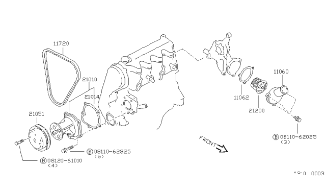 1985 Nissan Sentra Water Pump, Cooling Fan & Thermostat Diagram 2