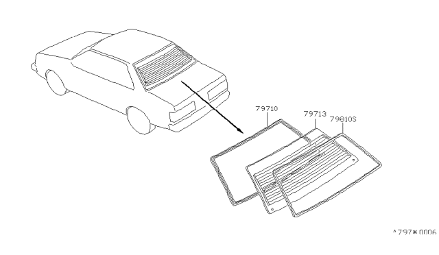 1982 Nissan Sentra Weatherstrip Diagram for 79710-01A10
