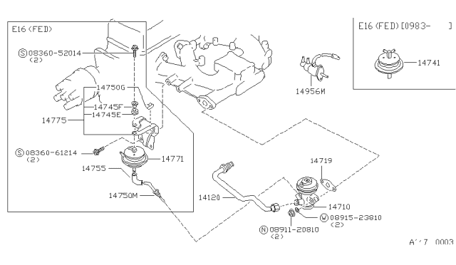 1984 Nissan Sentra EGR Parts Diagram 2