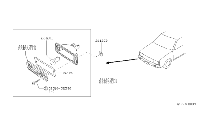 1986 Nissan Sentra Packing-Len Diagram for 26133-11A00