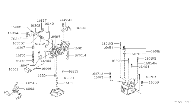 1983 Nissan Sentra Plug-Sas Blind Diagram for 16030-23M00