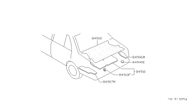 1985 Nissan Sentra Trunk & Luggage Room Trimming Diagram 2