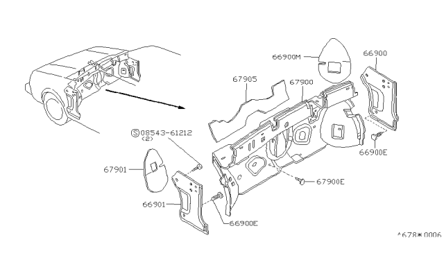 1984 Nissan Sentra Dash Trimming & Fitting Diagram