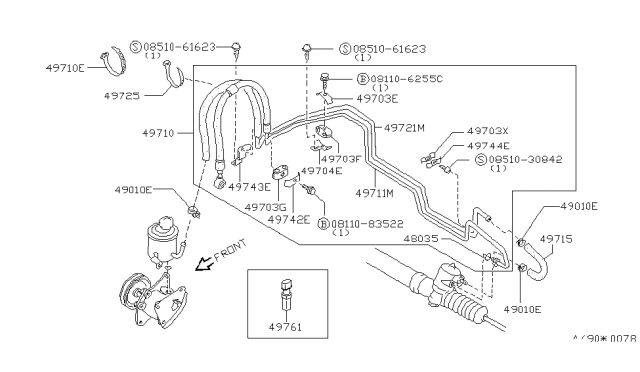 1984 Nissan Sentra Hose-Pump Diagram for 49710-02A10