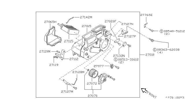 1983 Nissan Sentra Case ASY-Heater Diagram for 27120-14A10