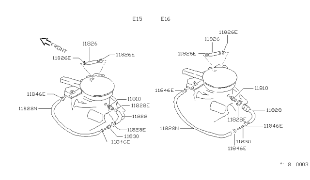 1984 Nissan Sentra Positive Crankcase Ventilation Valve Diagram for 11810-18A00