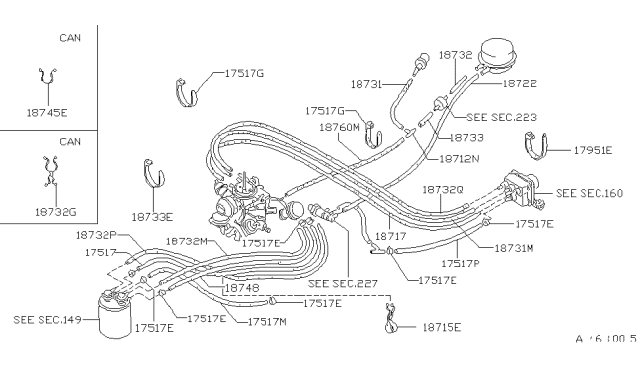 1982 Nissan Sentra Hose EVAPO Diagram for 18761-04A00