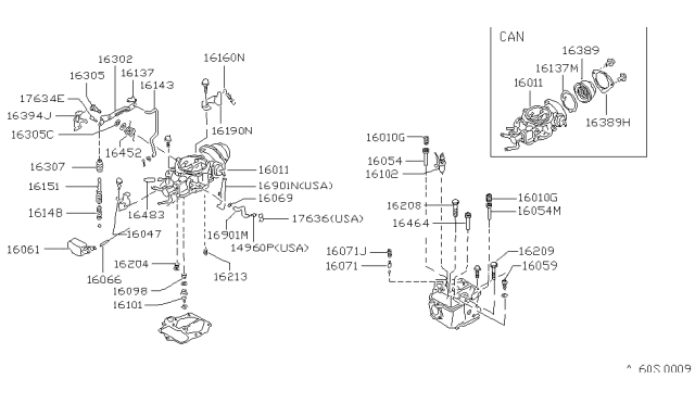 1983 Nissan Sentra Pin Lever Diagram for 16198-33M12