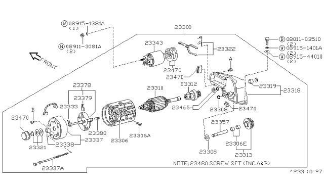 1983 Nissan Sentra Motor Starter Diagram for 23300-11M00