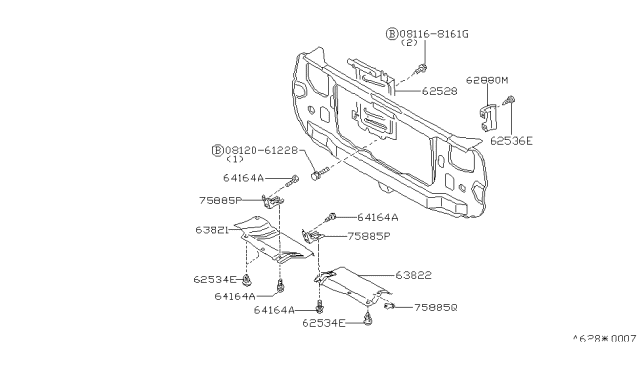 1985 Nissan Sentra Guide Air Radiator Diagram for 62890-16A00