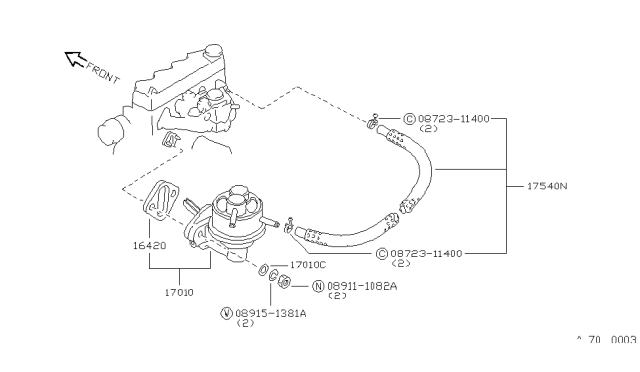 1984 Nissan Sentra Hose Fuel Diagram for 17524-21M10