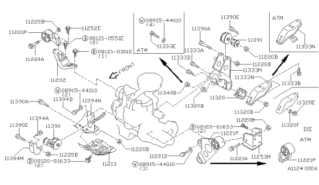 1984 Nissan Sentra Engine Mounting Insulator, Right Diagram for 11210-11M02