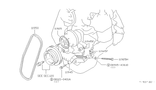 1985 Nissan Sentra P/S Adjust Bar Diagram for 11941-21M00