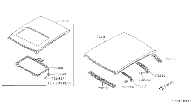 1982 Nissan Sentra Roof Diagram for 73112-01A00