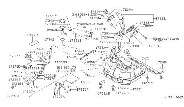 1982 Nissan Sentra Fuel Gauge Sender Unit Diagram for 25060-04A06