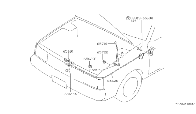 1984 Nissan Sentra Rod Hood Support Diagram for 65771-01A00