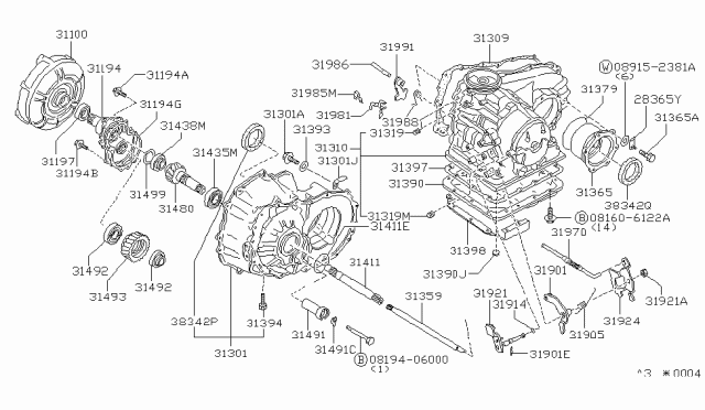 1982 Nissan Sentra Torque Converter,Housing & Case Diagram